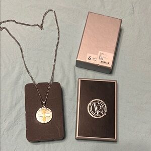 Silver and Gold Cross Pendant Necklace